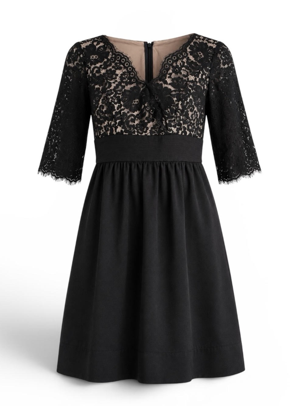 Eliza J Lace Fit & Flare Dress Black Cocktail Evening Wedding Guest Prom Size 4P